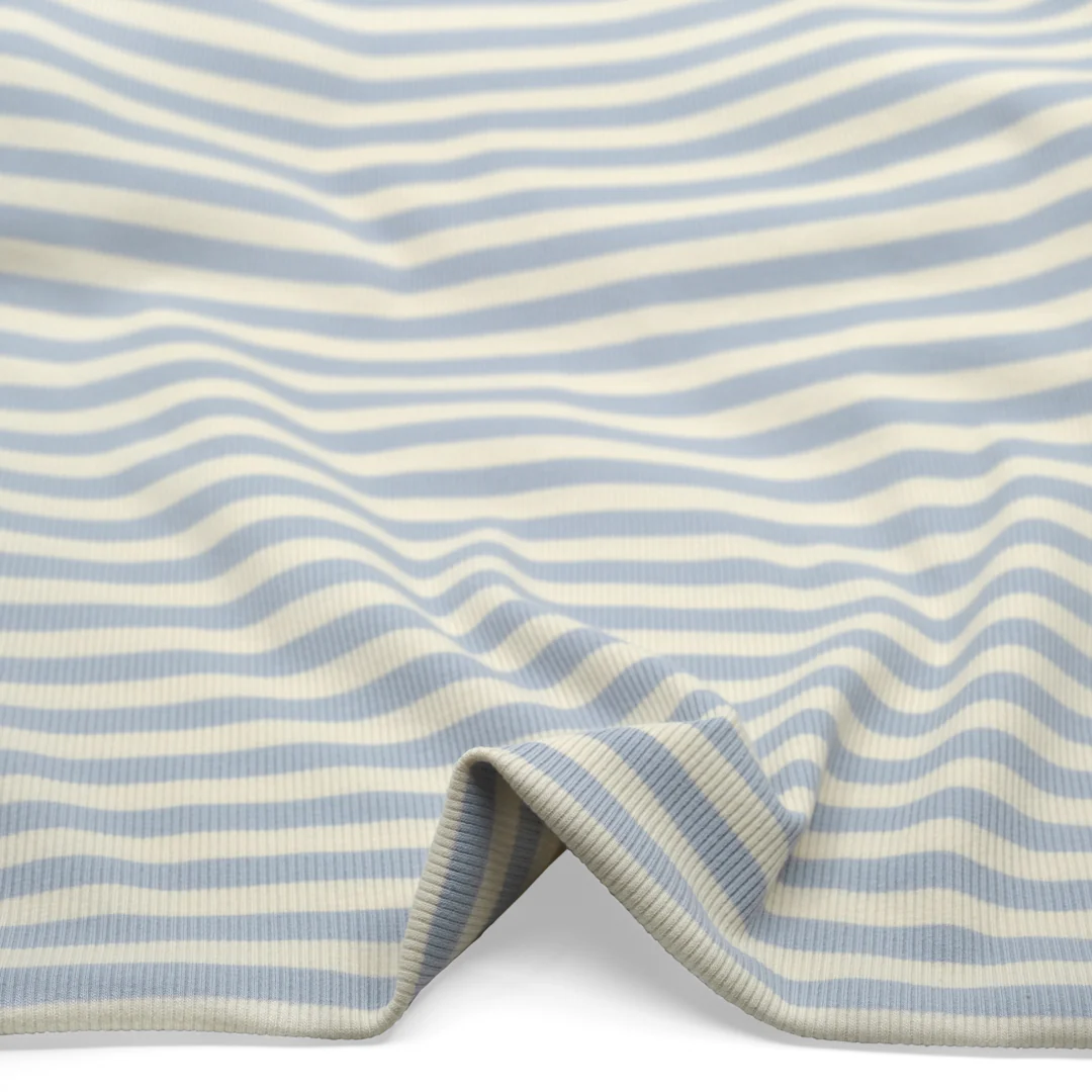 Sugar Stripe Cotton Rib Knit - Baby Blue - Image 2