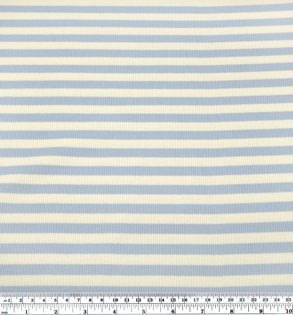 Sugar Stripe Cotton Rib Knit - Baby Blue - Image 3