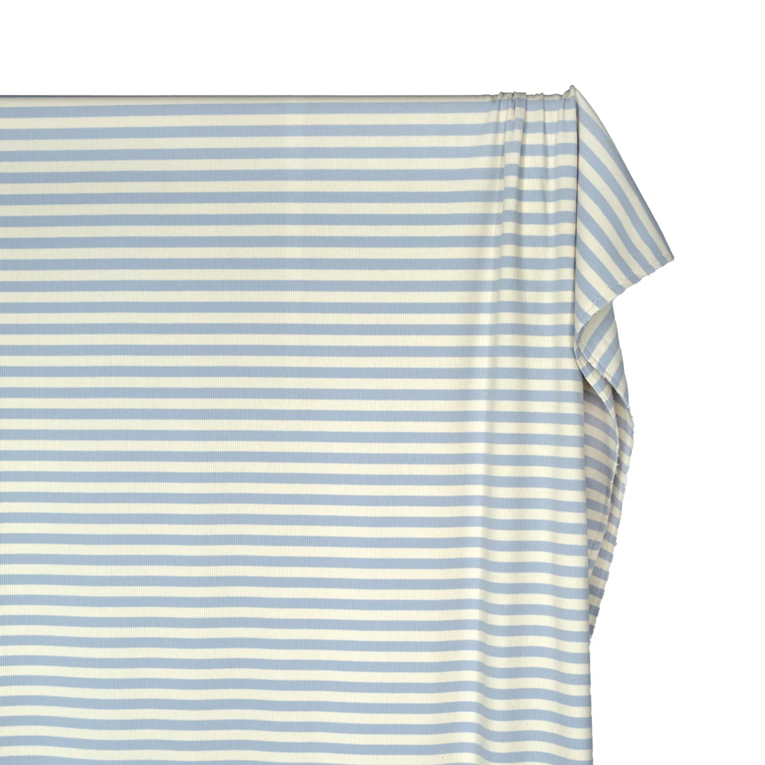 Sugar Stripe Cotton Rib Knit - Baby Blue - Image 4