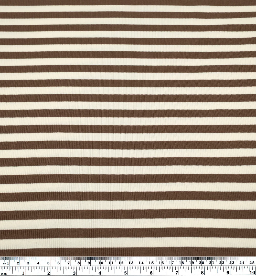 Sugar Stripe Cotton Rib Knit - Bark - Image 3