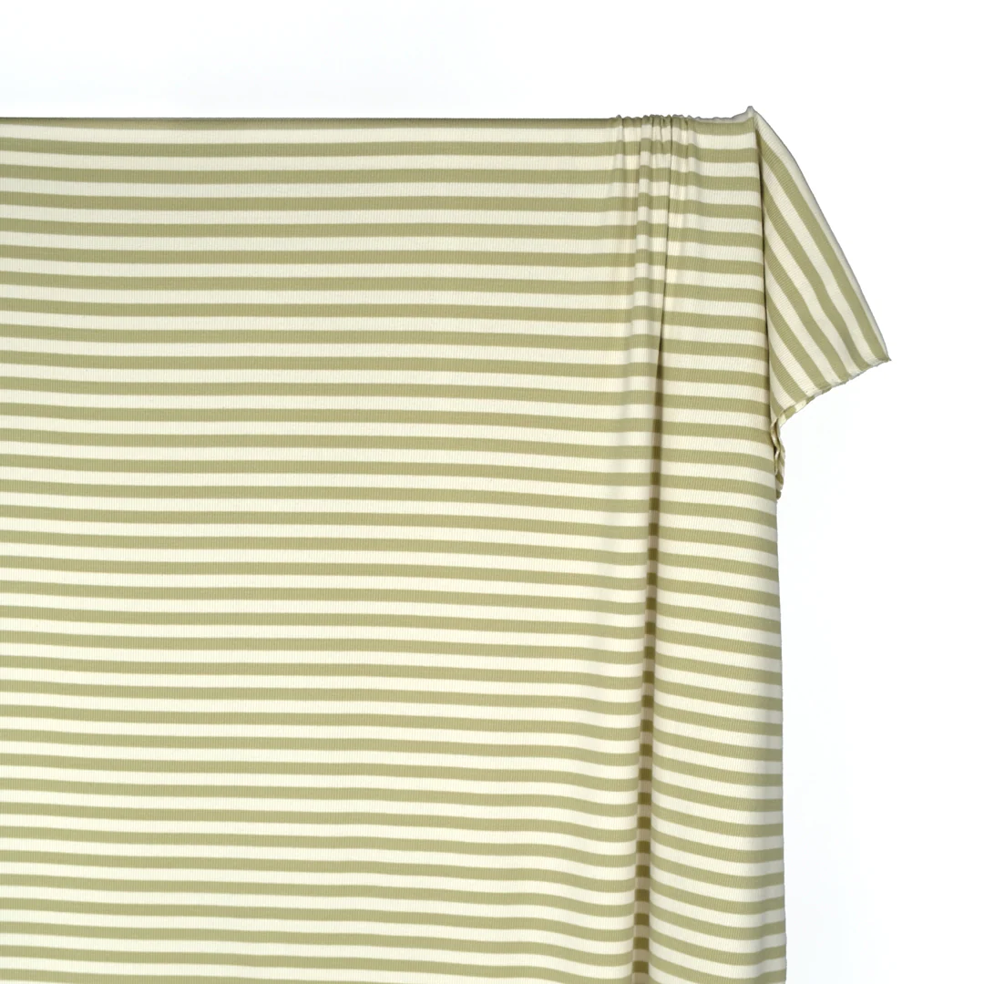 Sugar Stripe Cotton Rib Knit - Daiquiri - Image 4