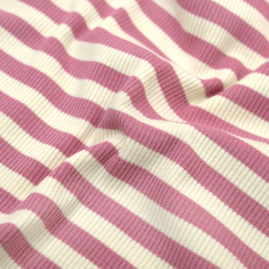 Sugar Stripe Cotton Rib Knit - Tulip