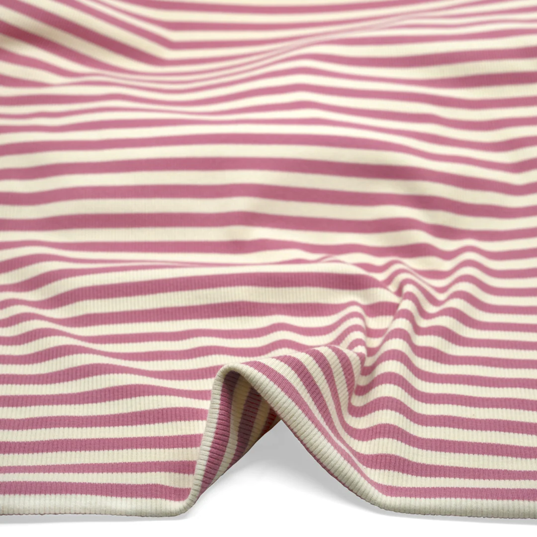 Sugar Stripe Cotton Rib Knit - Tulip - Image 2