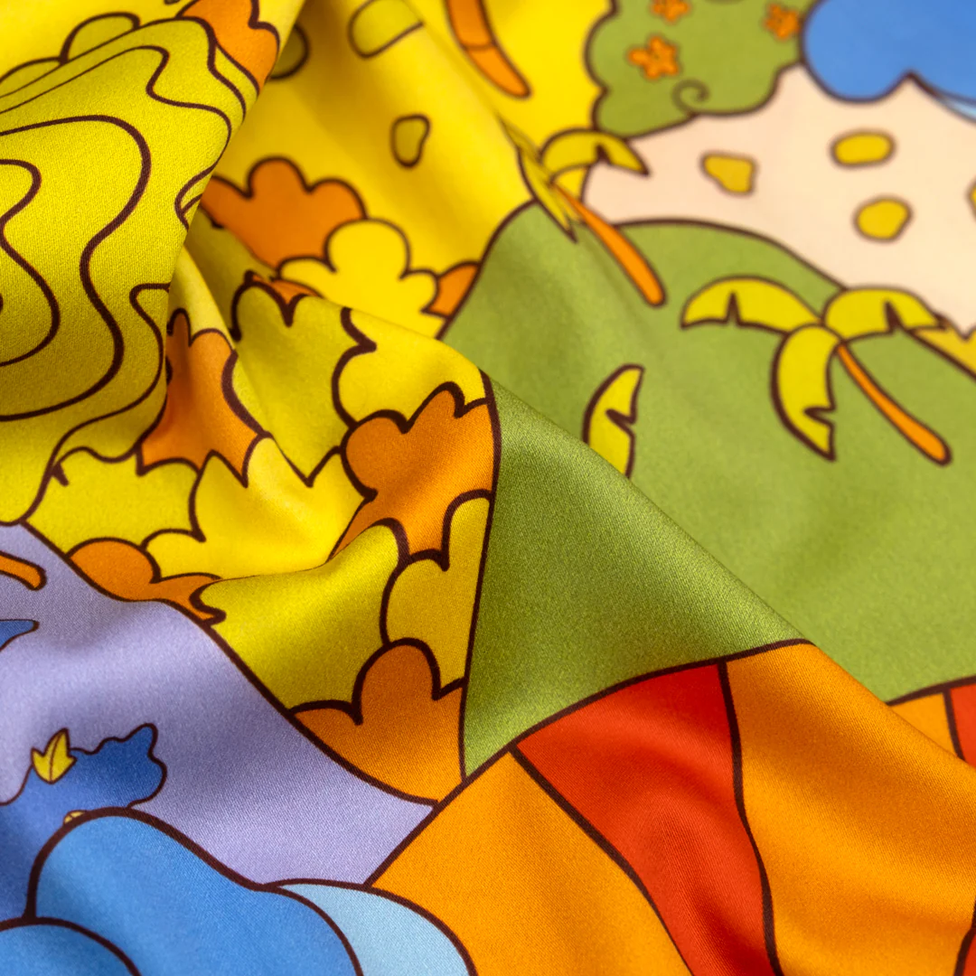 Sunburst Country Organic Cotton Sateen - Pickle/Firecracker/Sky Blue - Image 3