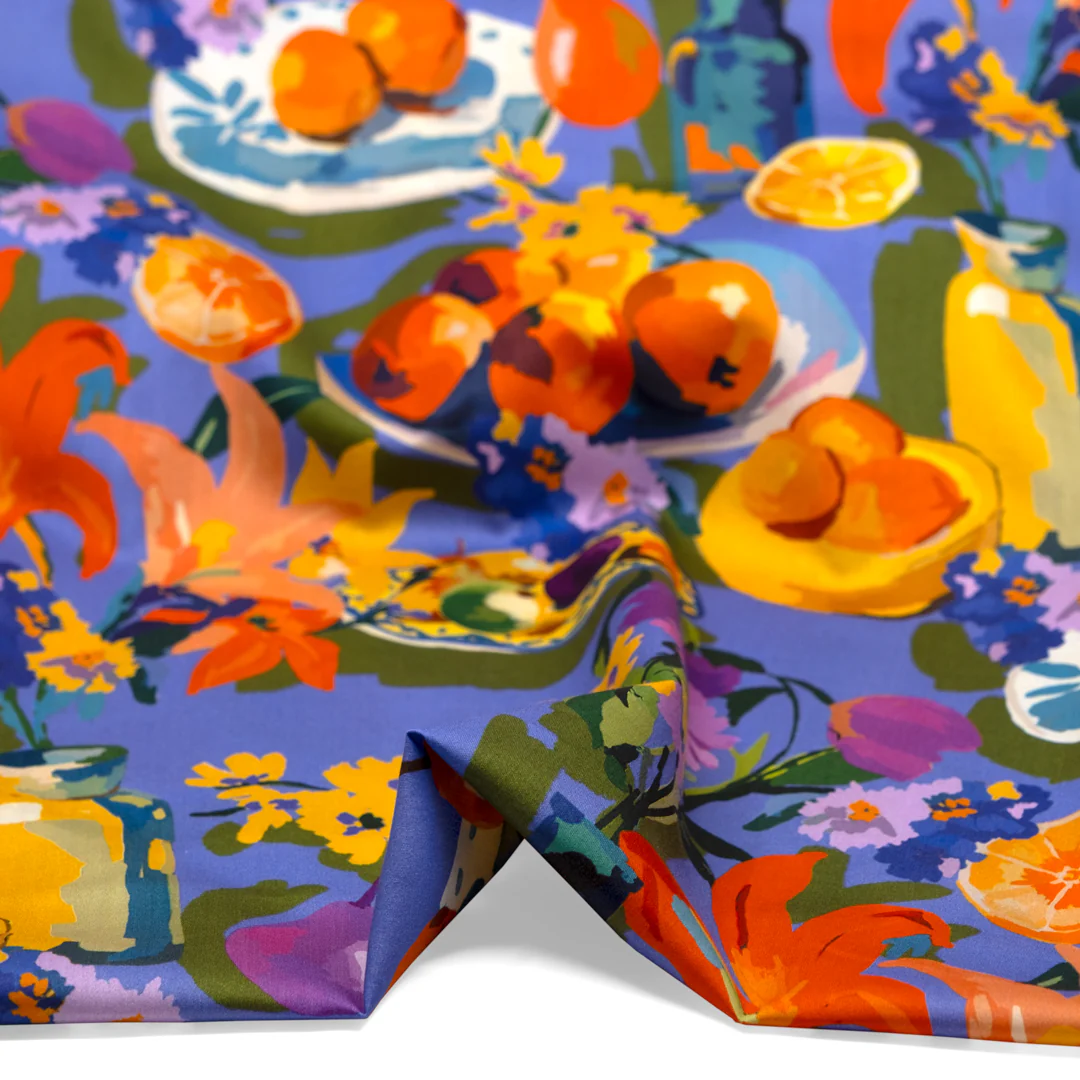 Sunday Brunch Cotton Sateen - Periwinkle/Multi - Image 3