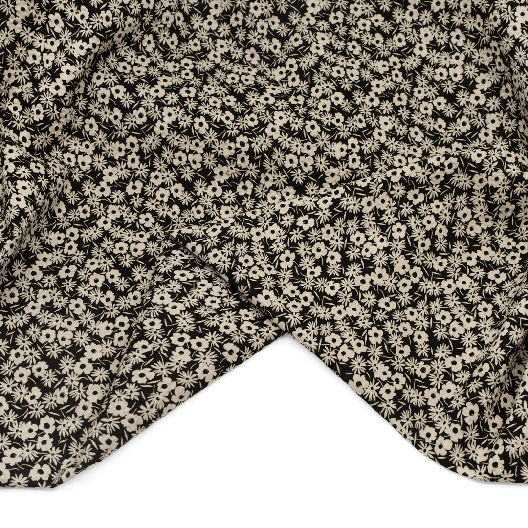 Sweet Bramble Crinkle Cotton - Black/Parchment - Image 3