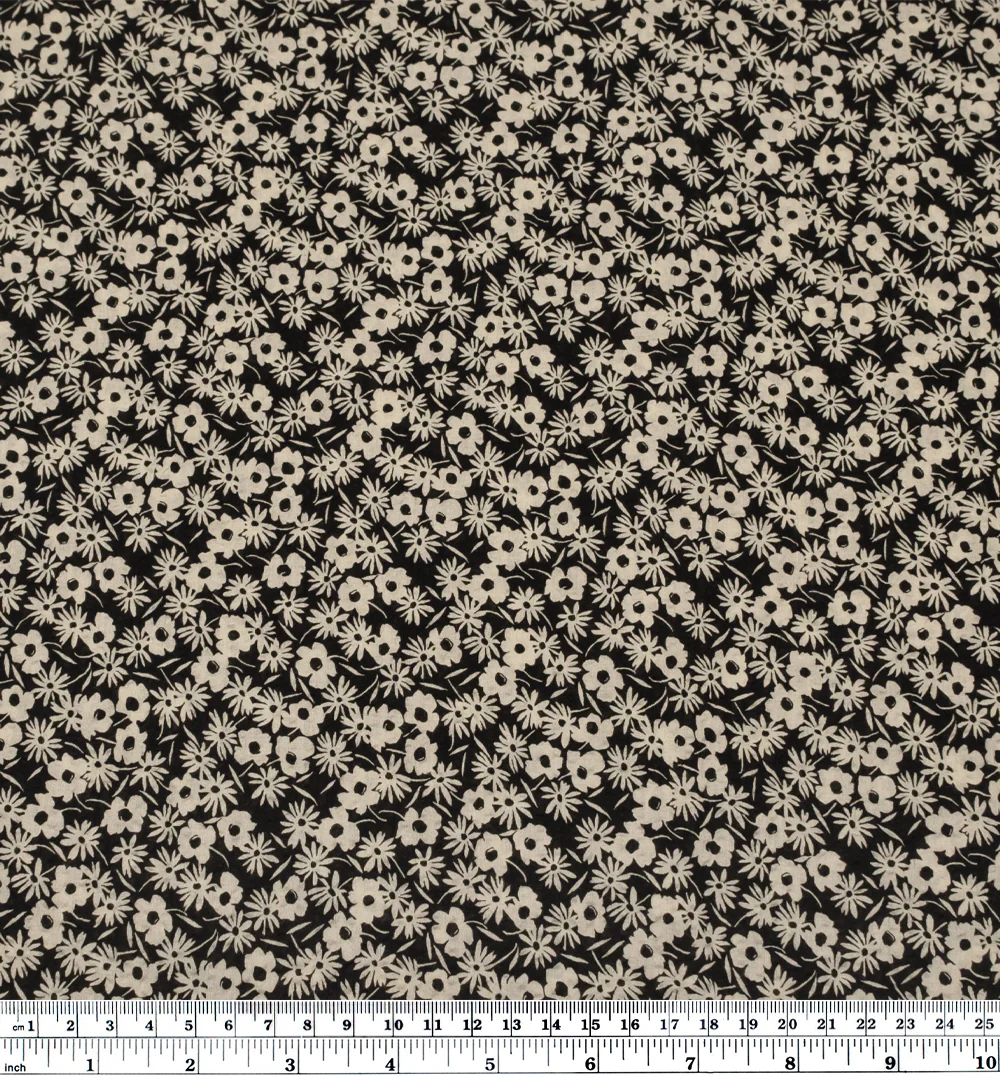 Sweet Bramble Crinkle Cotton - Black/Parchment - Image 5