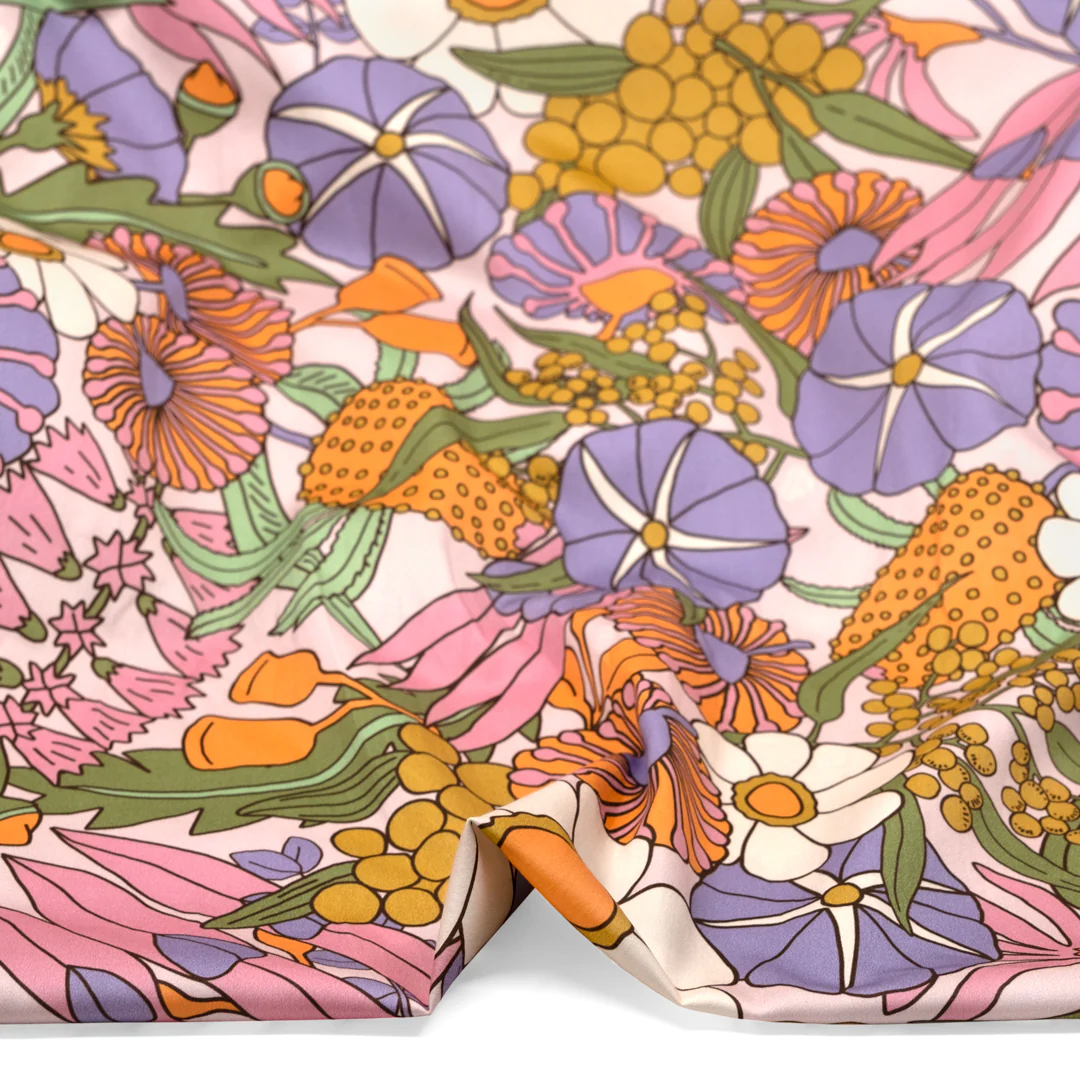 Sweetpea Organic Cotton Sateen - Pale Pink/Wisteria/Light Elmwood