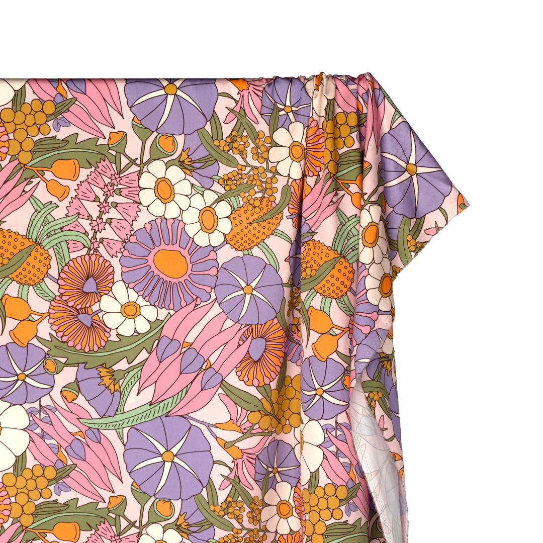 Sweetpea Organic Cotton Sateen - Pale Pink/Wisteria/Light Elmwood - Image 2