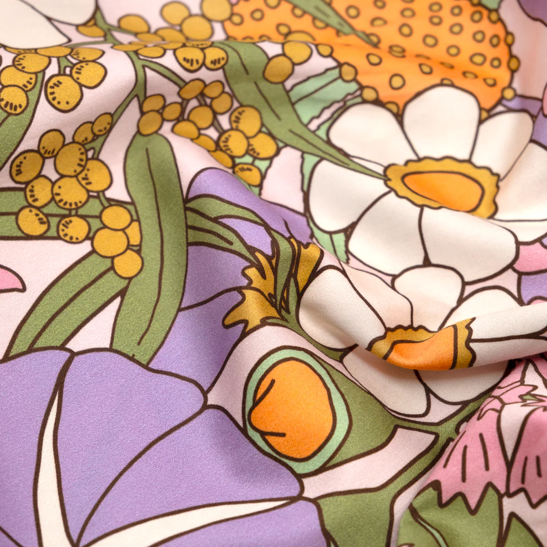 Sweetpea Organic Cotton Sateen - Pale Pink/Wisteria/Light Elmwood - Image 3