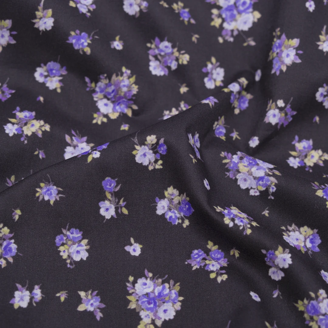 Swoon Printed Cotton Lawn - Raven/Lavender