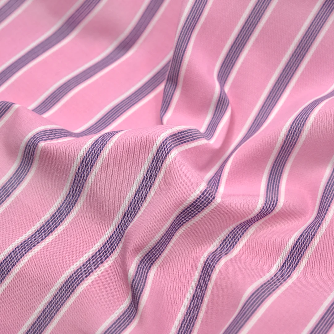 Taffy Stripe Cotton Shirting - Candy Floss