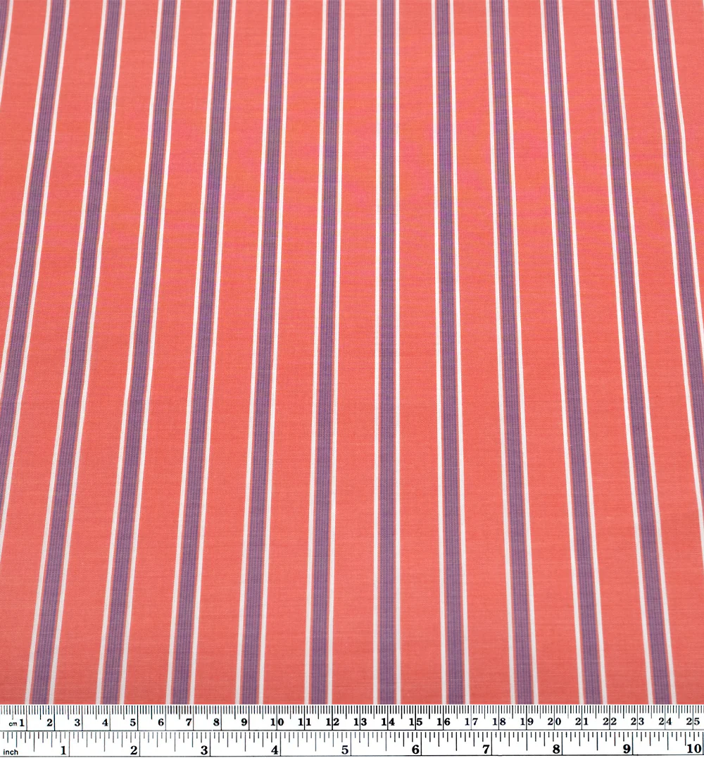 Taffy Stripe Cotton Shirting - Guava - Image 3
