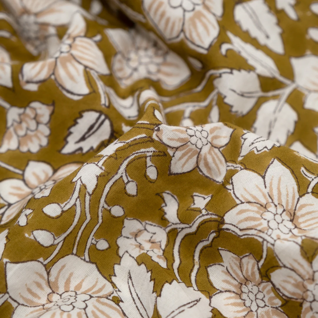 Tapestry Block Printed Organic Cotton Batiste - Elmwood/Ivory