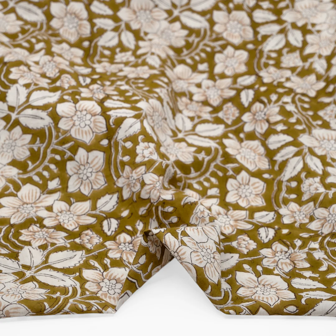 Tapestry Block Printed Organic Cotton Batiste - Elmwood/Ivory - Image 2