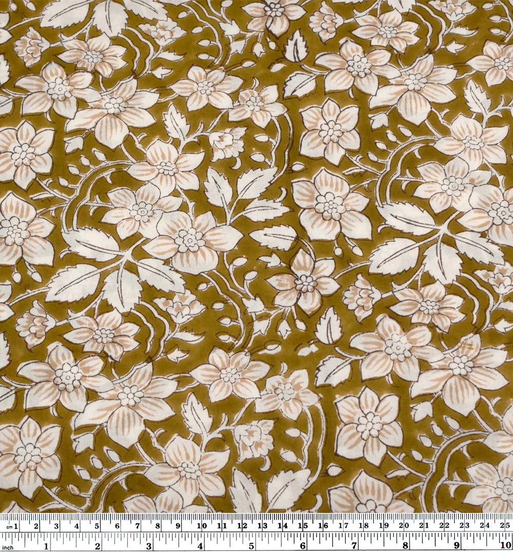Tapestry Block Printed Organic Cotton Batiste - Elmwood/Ivory - Image 4