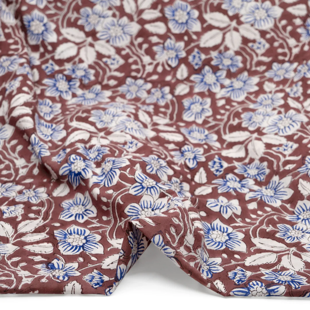 Tapestry Block Printed Organic Cotton Batiste - Mauve/White - Image 2