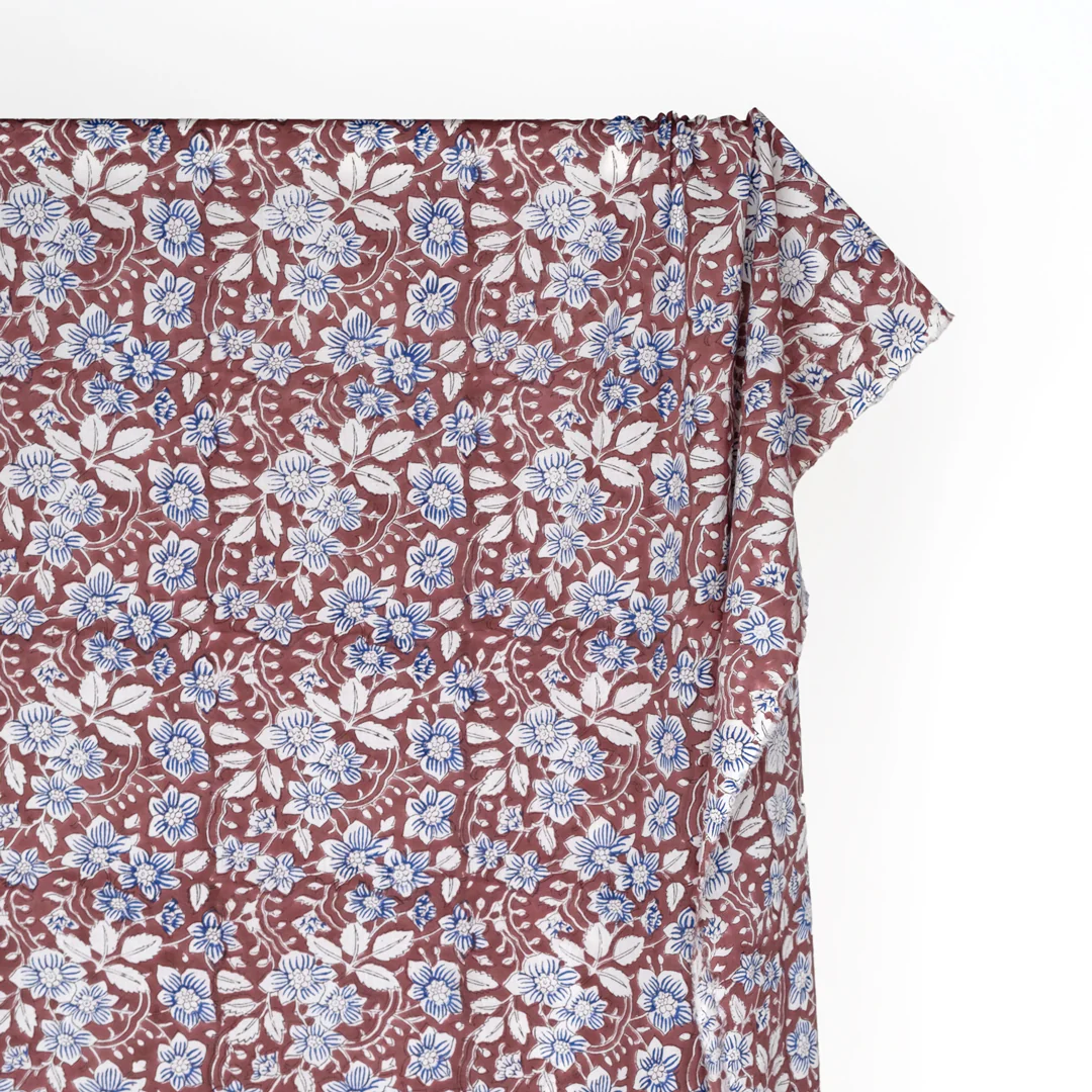 Tapestry Block Printed Organic Cotton Batiste - Mauve/White - Image 3