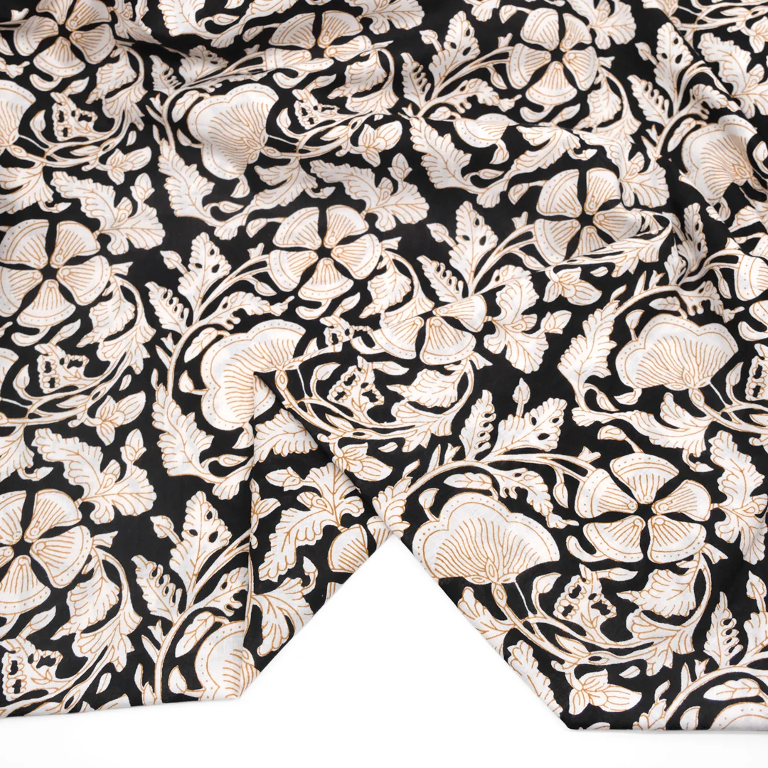 Tapestry Block Printed Organic Cotton Batiste - Black/White