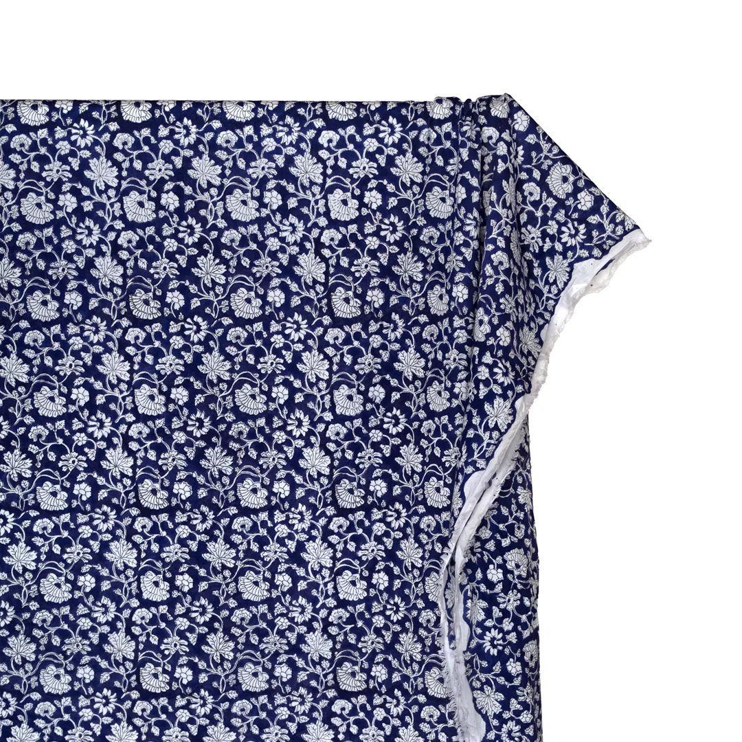 Tapestry Block Printed Organic Cotton Batiste - Blueberry/White - Image 3