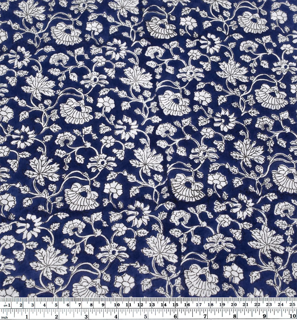 Tapestry Block Printed Organic Cotton Batiste - Blueberry/White - Image 4