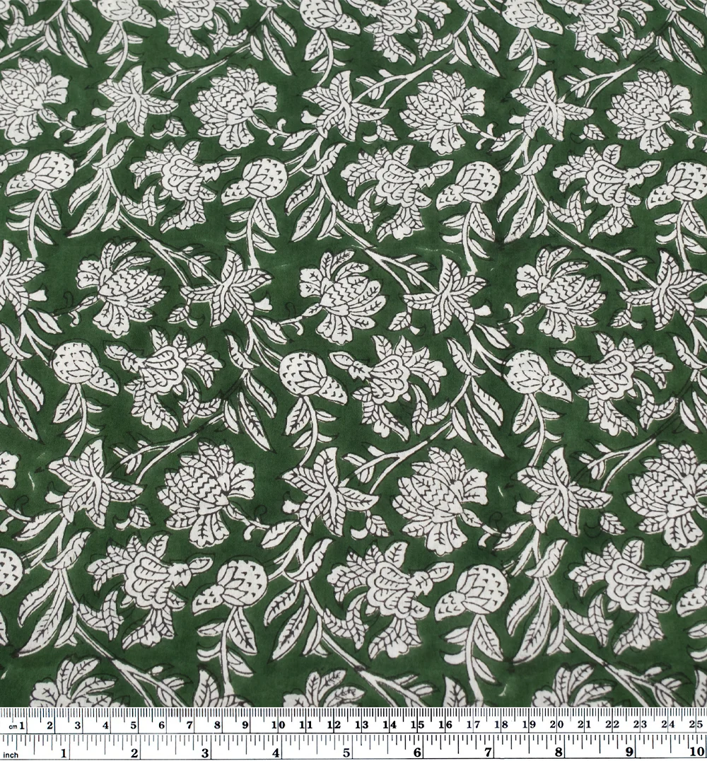 Tapestry Block Printed Organic Cotton Batiste - Evergreen/White - Image 4