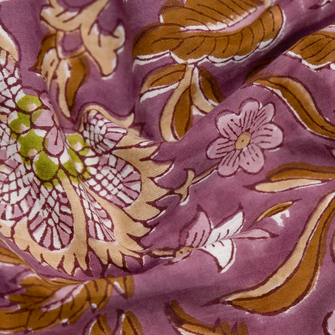 Tapestry Block Printed Organic Cotton Batiste - Fig/Fern - Image 2