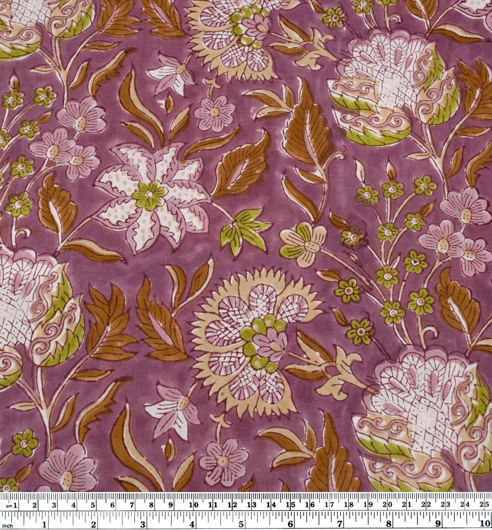 Tapestry Block Printed Organic Cotton Batiste - Fig/Fern - Image 3