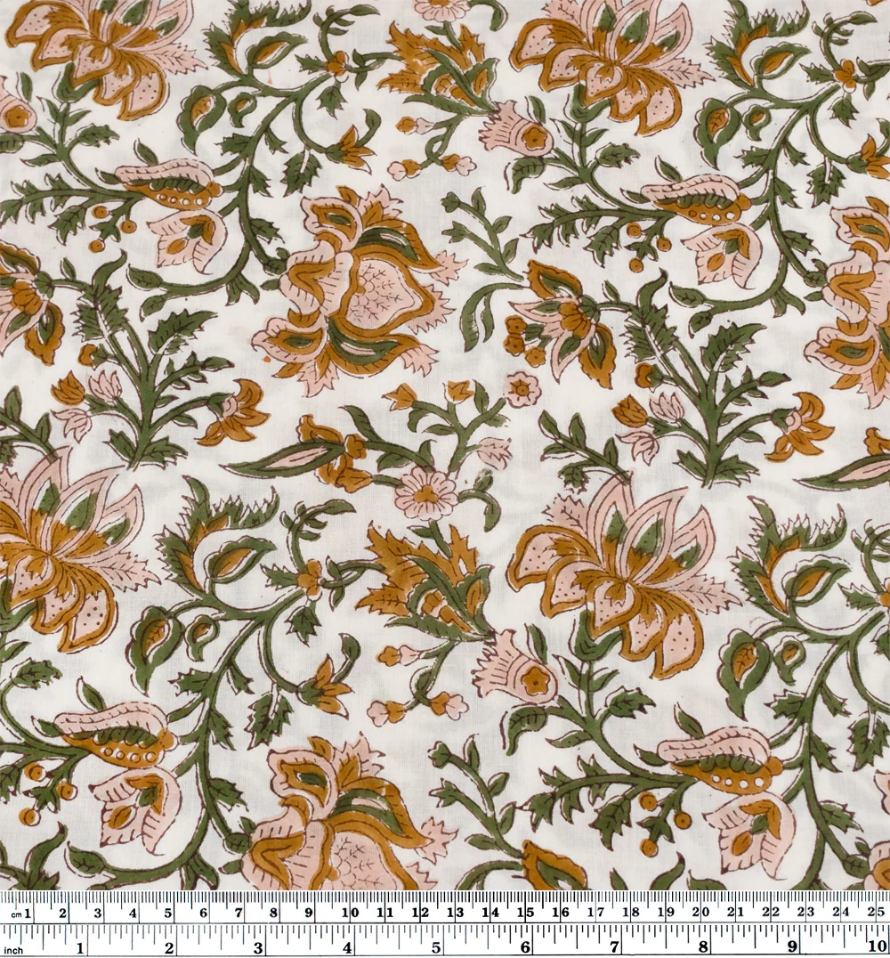 Tapestry Block Printed Organic Cotton Batiste - Ivory/Blush - Image 4
