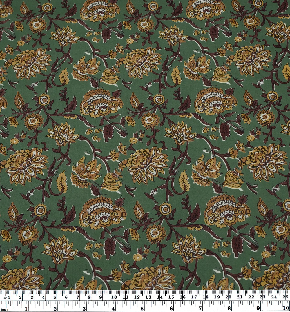 Tapestry Block Printed Organic Cotton Batiste - Kelp/Chocolate - Image 3