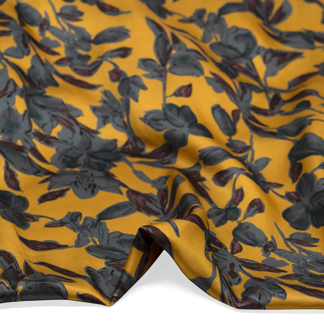 Throne Room Viscose Satin - Vintage Gold/Flint