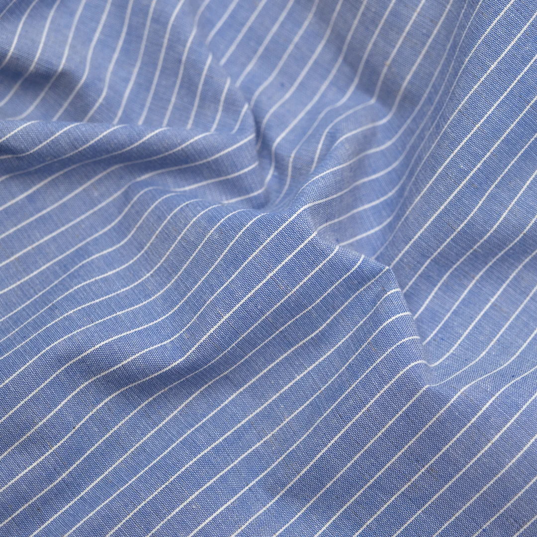 Tidal Cotton Linen Chambray Shirting - Cornflower