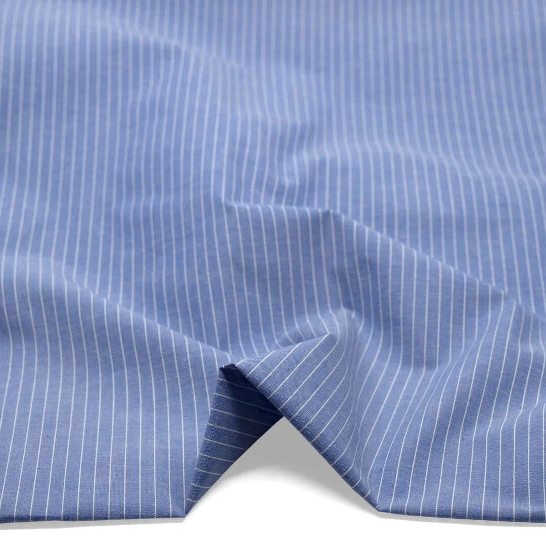 Tidal Cotton Linen Chambray Shirting - Cornflower - Image 2
