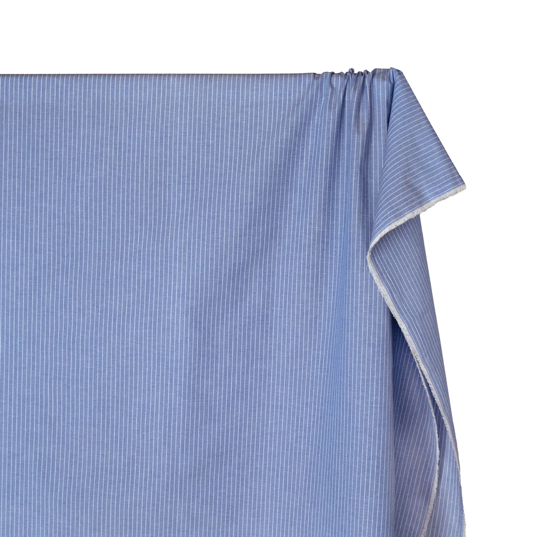Tidal Cotton Linen Chambray Shirting - Cornflower - Image 4