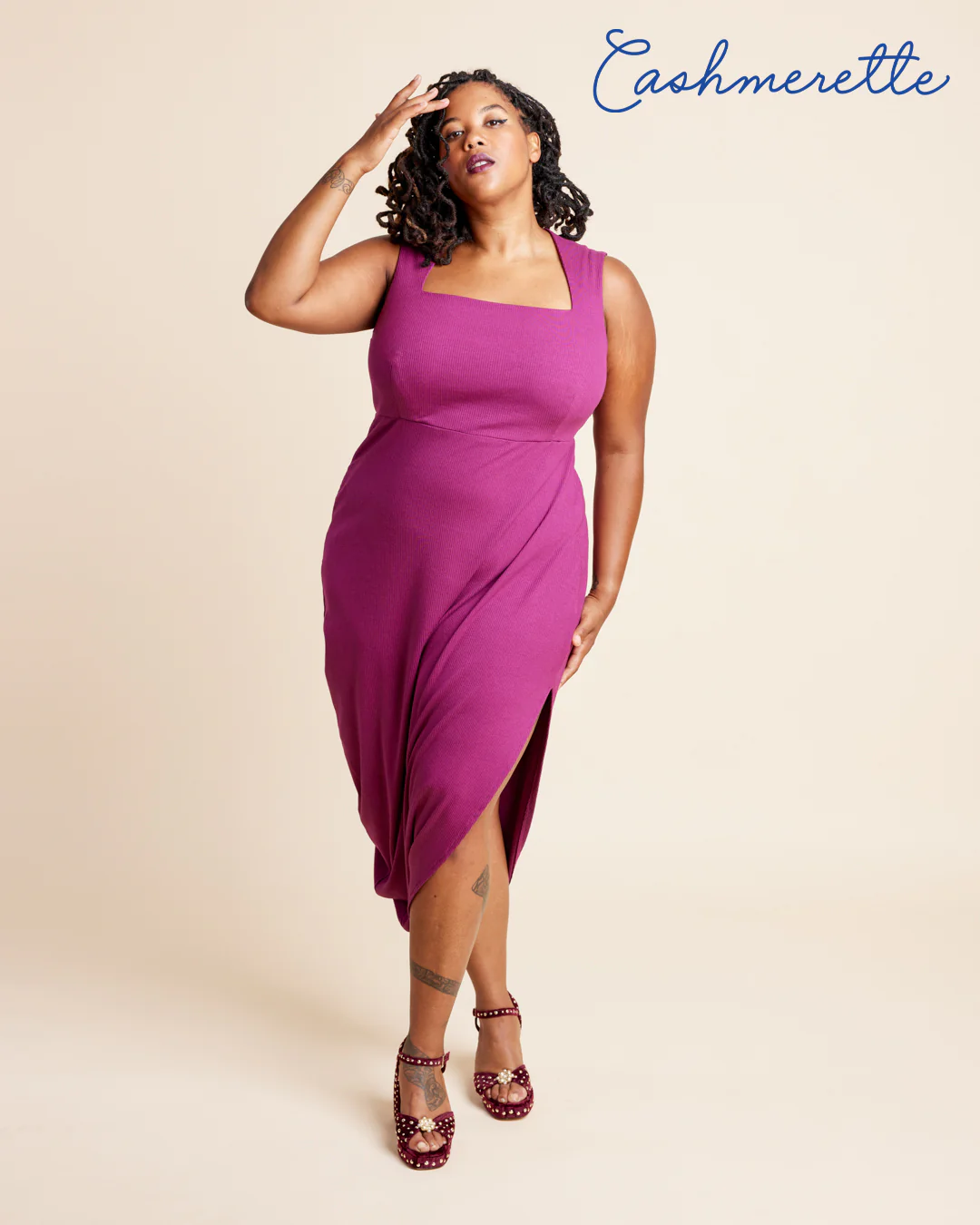 Unwind Bamboo Cotton Rib Knit - Amaranth - Image 2