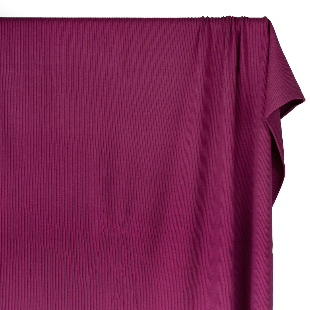 Unwind Bamboo Cotton Rib Knit - Amaranth - Image 4