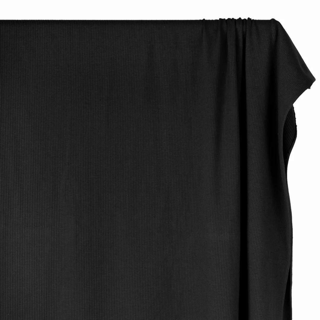 Unwind Bamboo Cotton Rib Knit - Black - Image 3