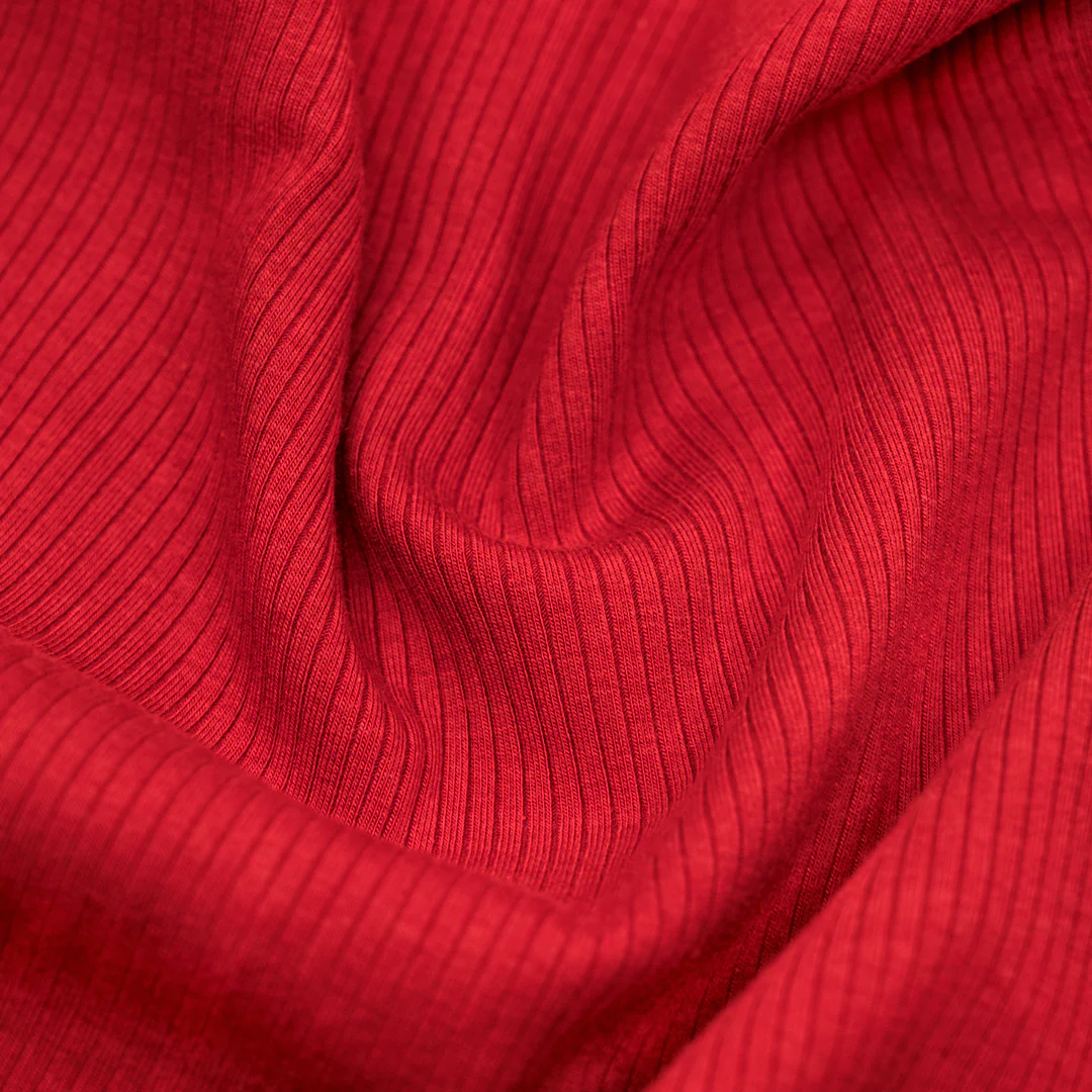 Unwind Bamboo Cotton Rib Knit - Fire Red - Image 2