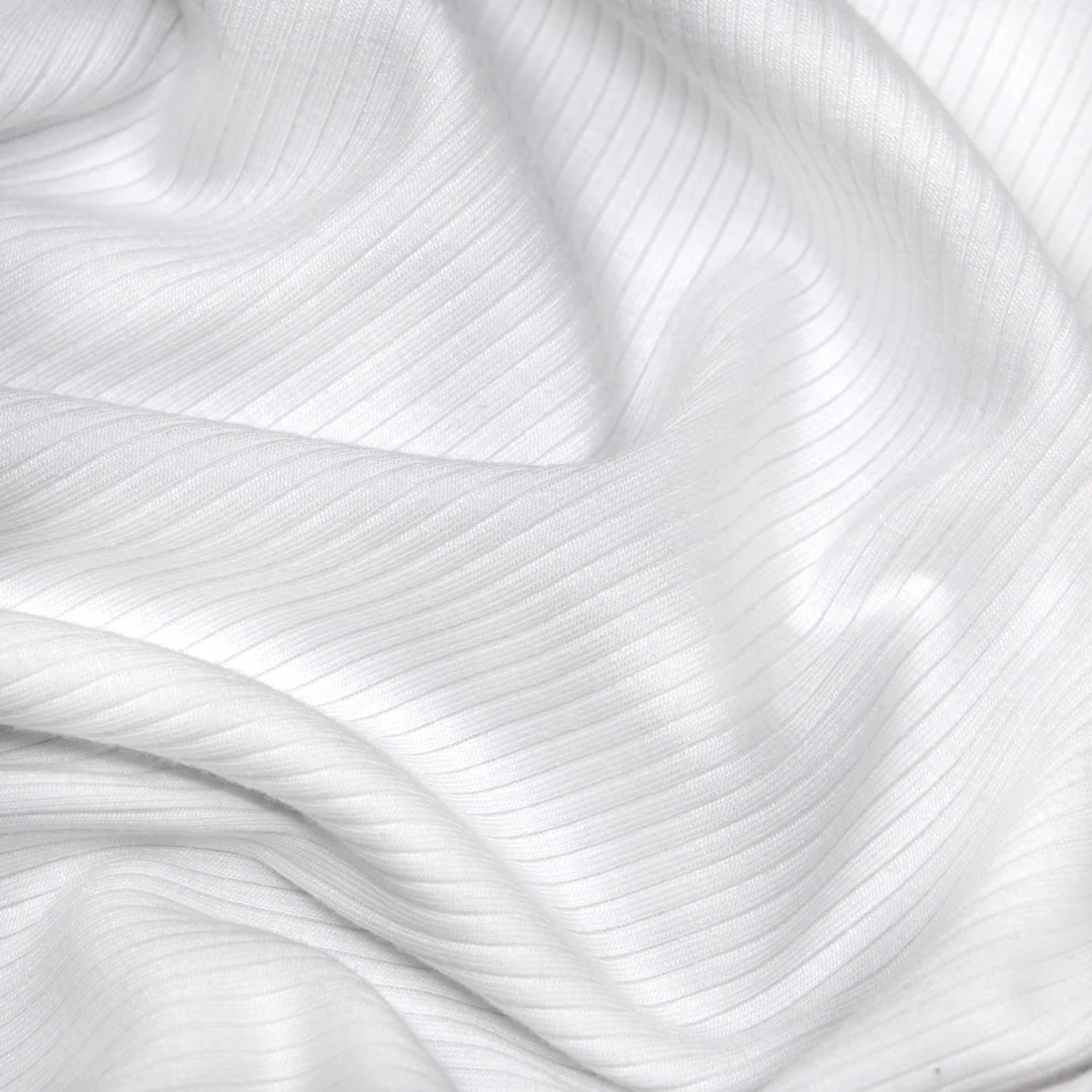 Unwind Bamboo Cotton Rib Knit - White - Image 2