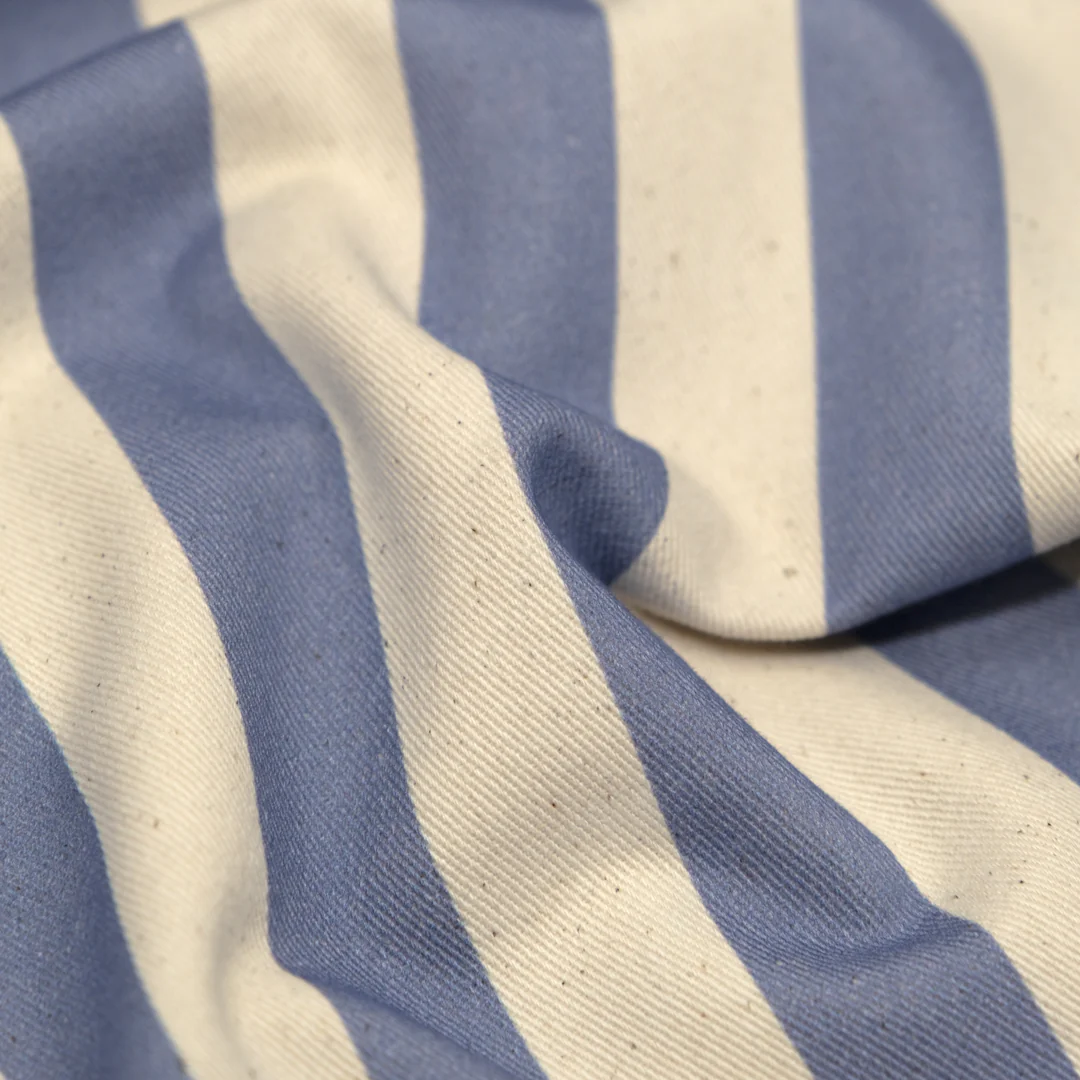 Vacation Stripe Printed Cotton Twill - Bluestone/Natural - Image 2