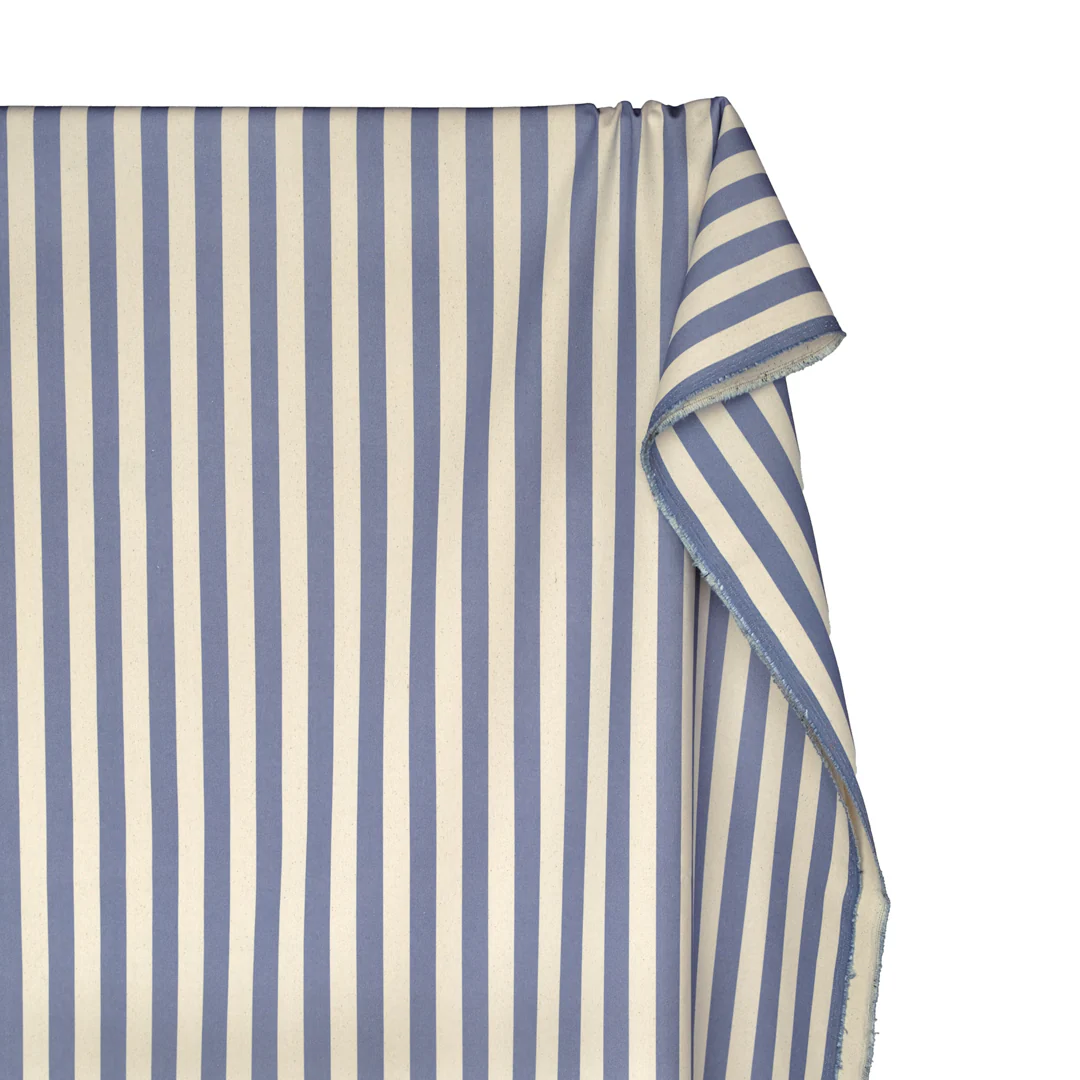 Vacation Stripe Printed Cotton Twill - Bluestone/Natural - Image 3