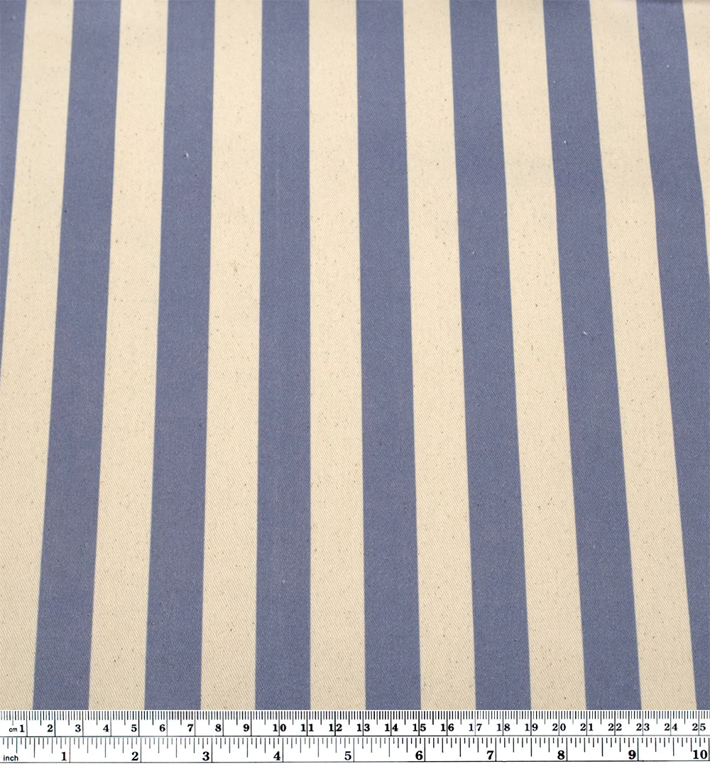 Vacation Stripe Printed Cotton Twill - Bluestone/Natural - Image 4