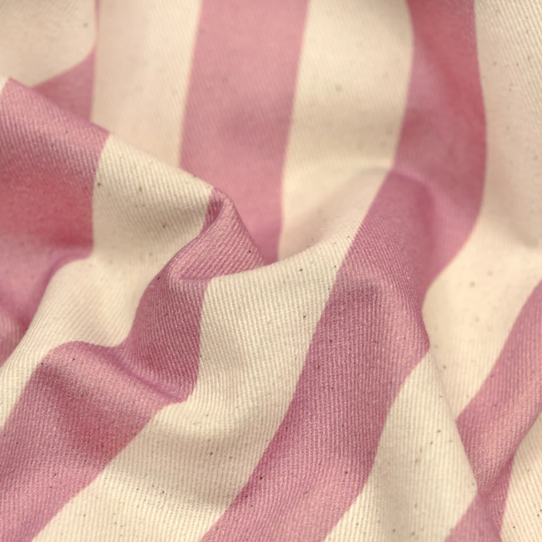 Vacation Stripe Printed Cotton Twill - Carnation/Natural - Image 2