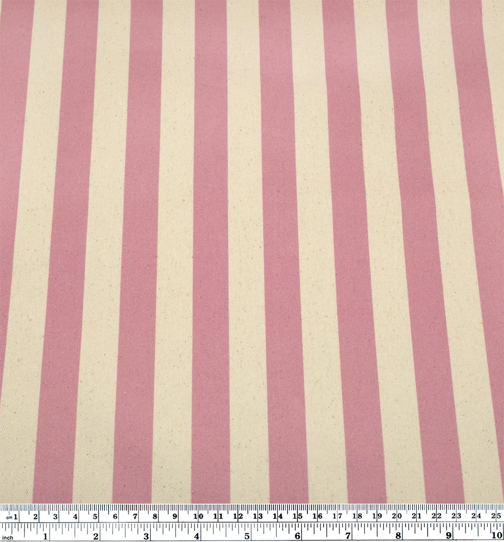 Vacation Stripe Printed Cotton Twill - Carnation/Natural - Image 4