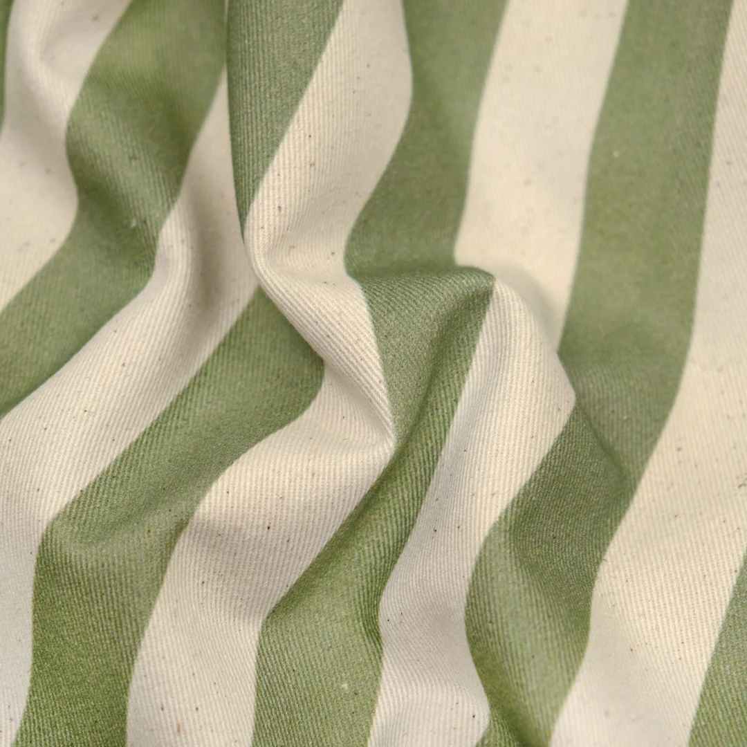 Vacation Stripe Printed Cotton Twill - Daiquiri/Natural - Image 2