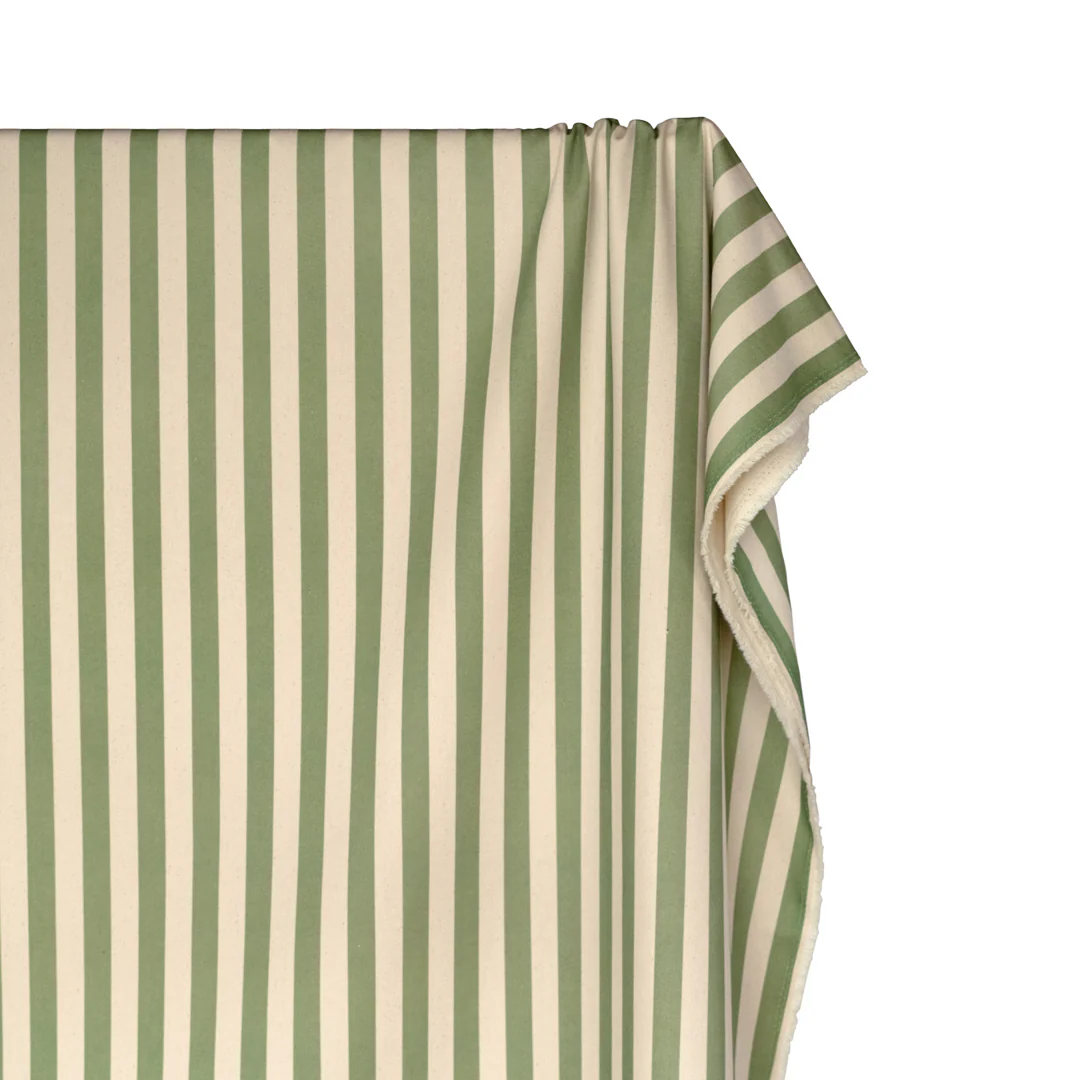 Vacation Stripe Printed Cotton Twill - Daiquiri/Natural - Image 3