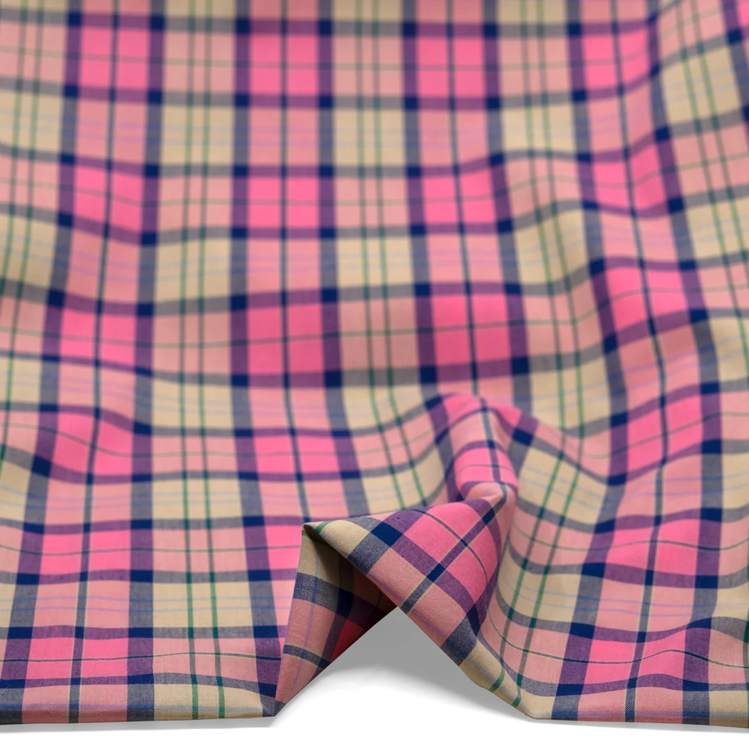 Vivid Plaid Cotton Shirting - Taffy/Multi - Image 2