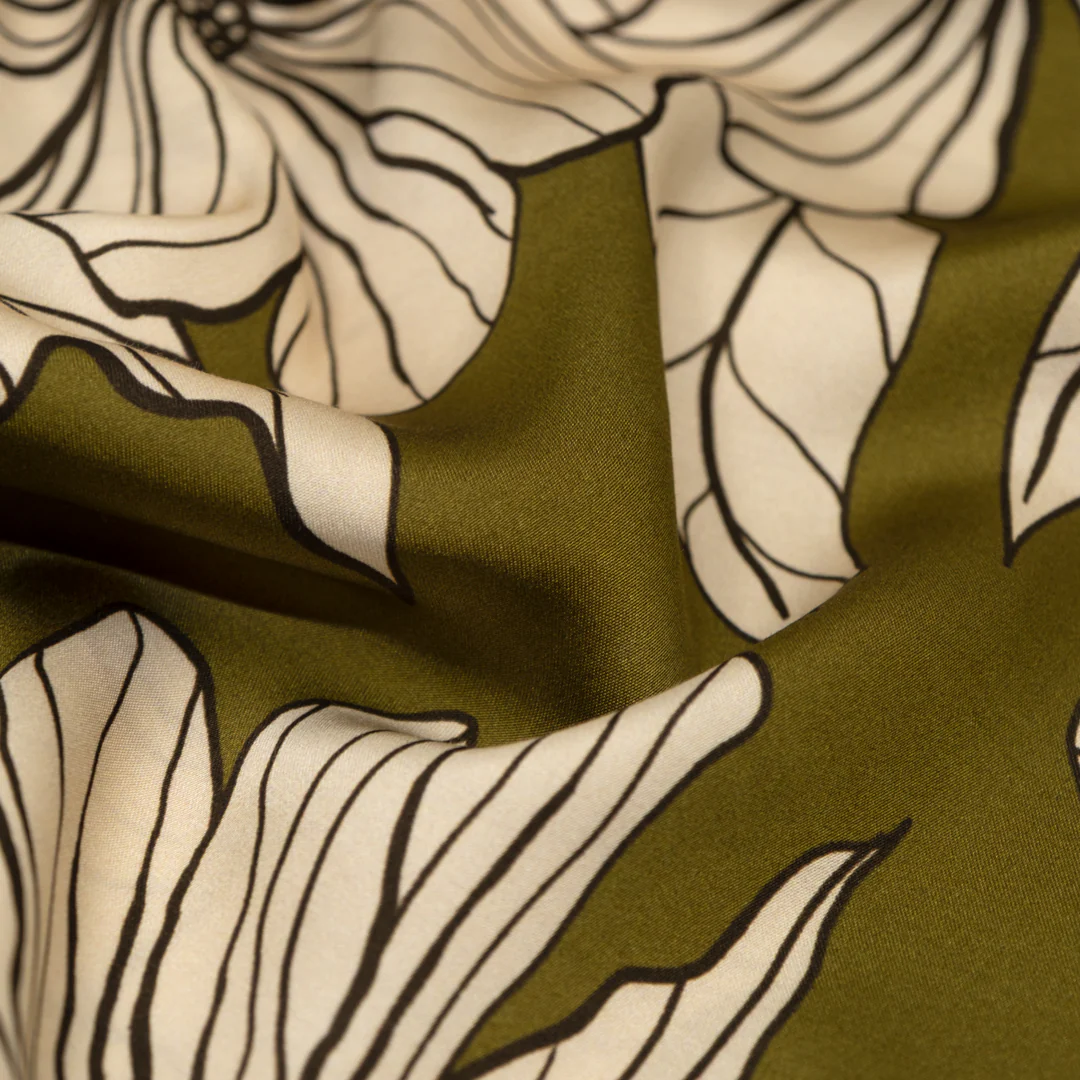 Wallflower Viscose Satin - Cactus/Champagne