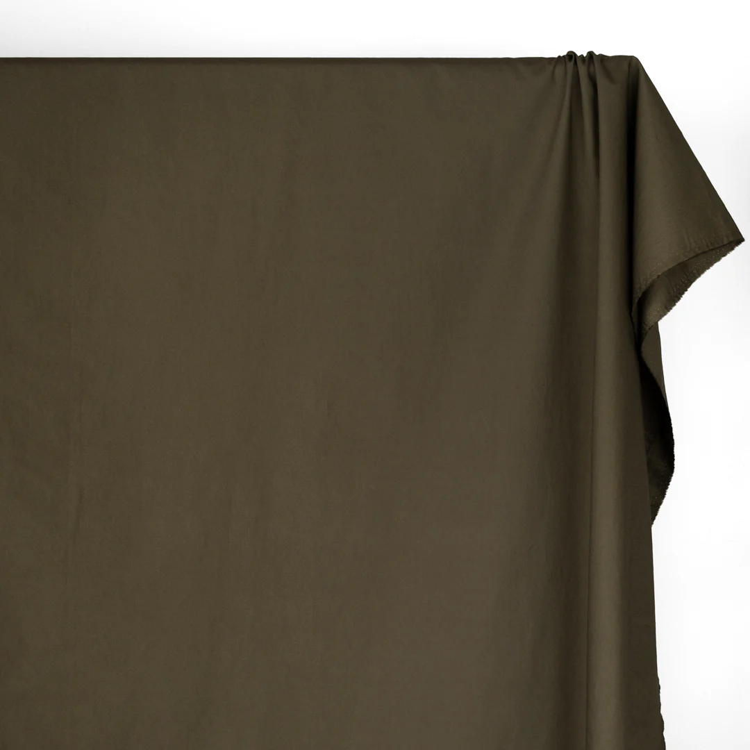 Washed Cotton Poplin - Olive - Image 4