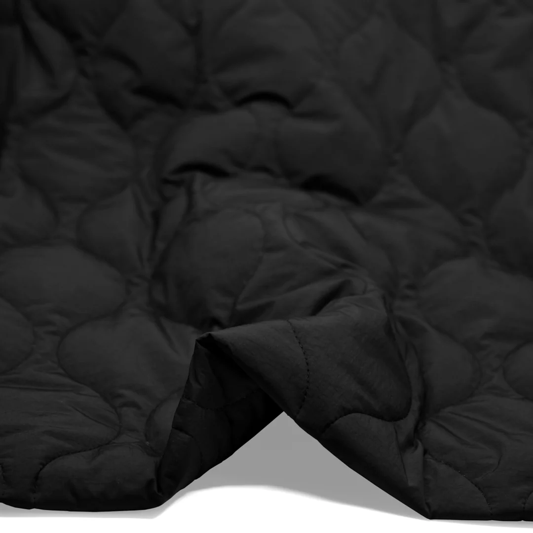 Wavy Quilted Nylon Puffer - Black - Image 2